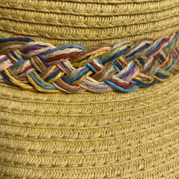 DP straw Sun hat summer beach floppy beaded braided boho hippie - Picture 3 of 12
